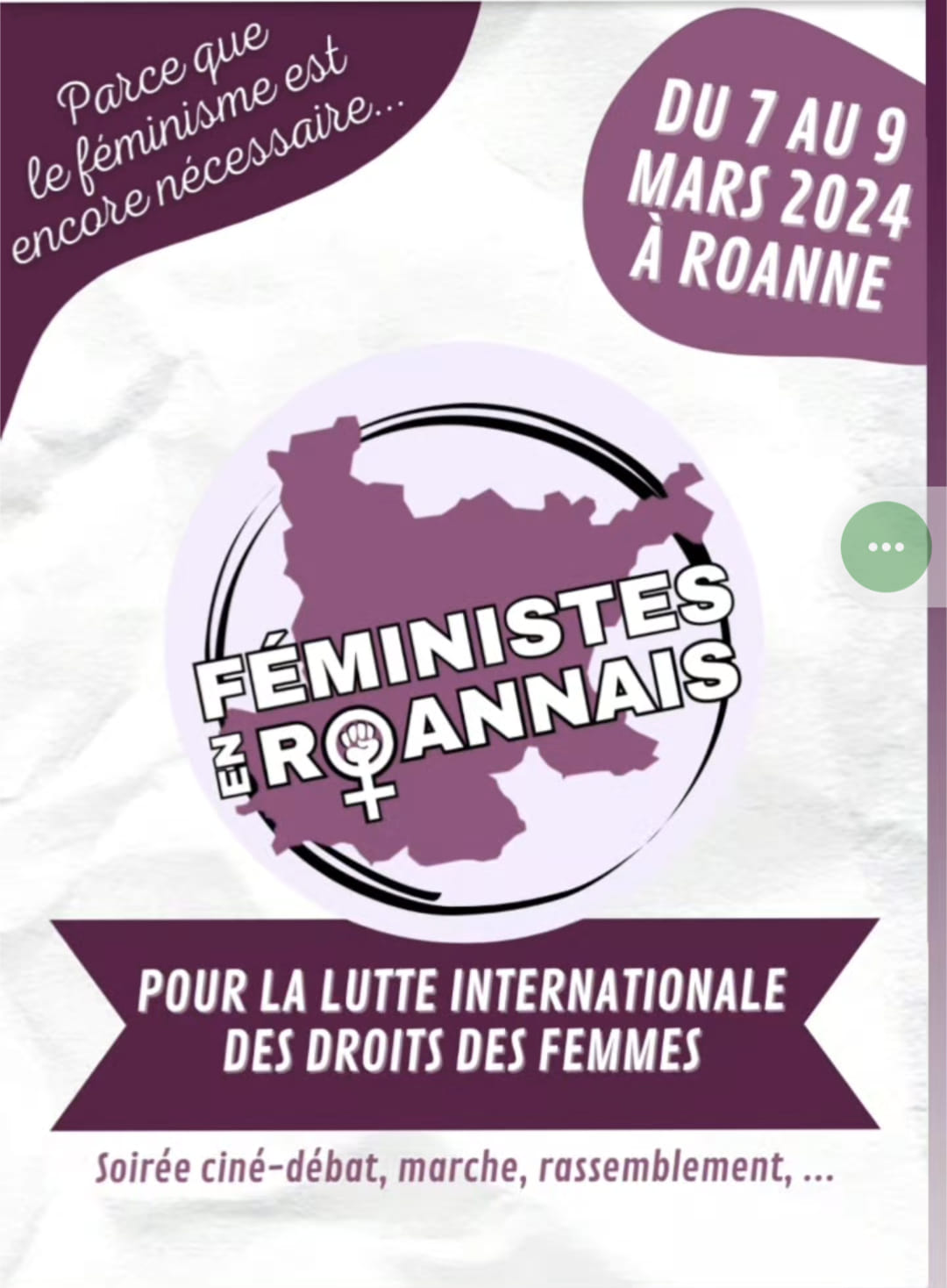 Le Collectif 88% soutient Féministes en Roannais et ses événements