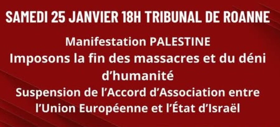 GAZA- MANIFESTATION CE SAMEDI, À 18H