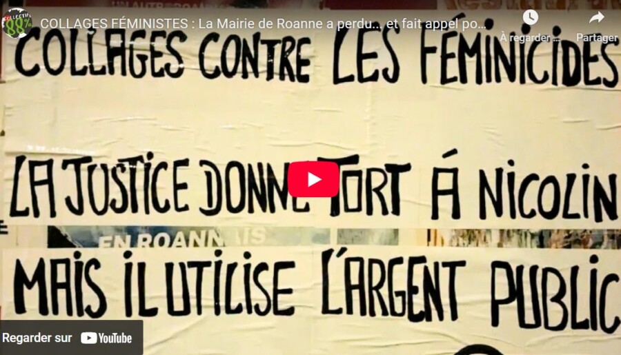COLLAGES FÉMINISTE : LA MAIRIE DE ROANNE A PERDU…ET FAIT APPEL !